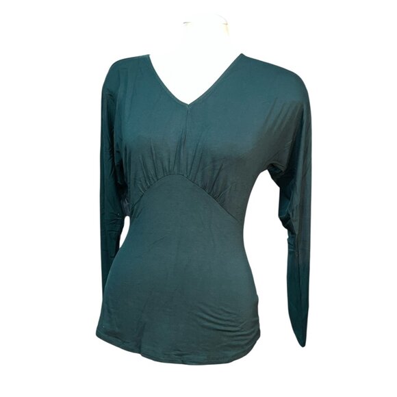 Universal Standard Long Sleeve Molded Bust Soft Casual V Neck Blouse Sz 3XL Gree - Picture 1 of 9